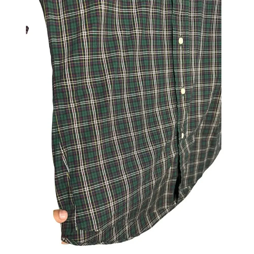Ralph Lauren Button Down Casual Plaid Shirt 100% Cotton Size‎ Small Green